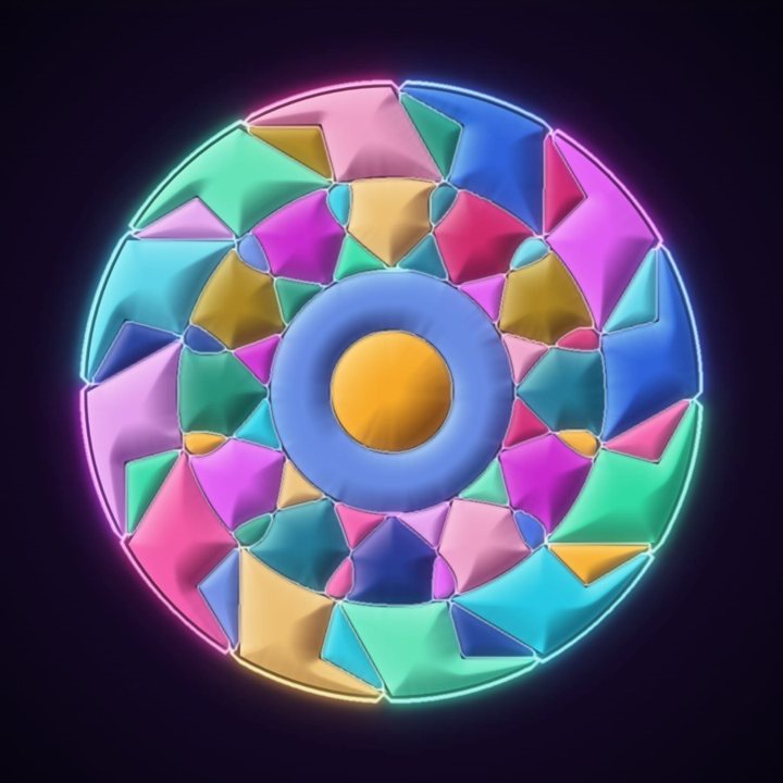 The mandala painted in the Cyberpunk mood