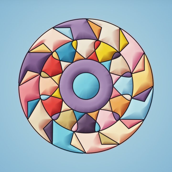 The same mandala painted in the Soft Day mood