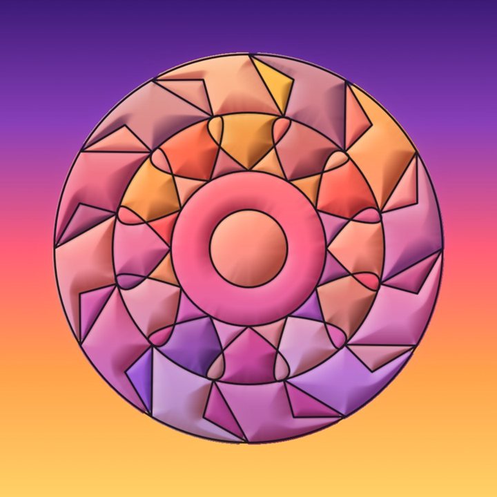 The mandala painted in the Sunset mood